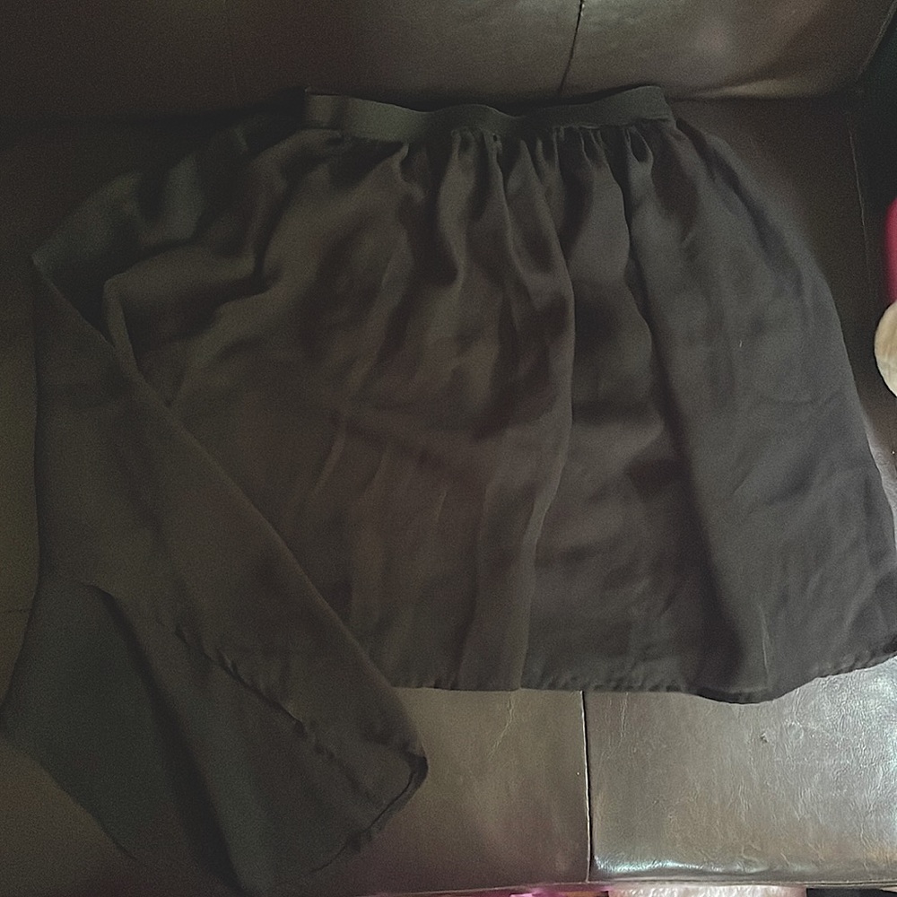 D-Signed black sheer high/low skirt; Girl’s size (S); gently worn